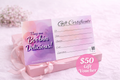 $50 Gift Voucher for Lactation Cookies  - Boobin Delicious gift certificate with pinkbackground.