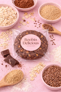 12 Chocolate Brownie Vegan Lactation Cookies pink background