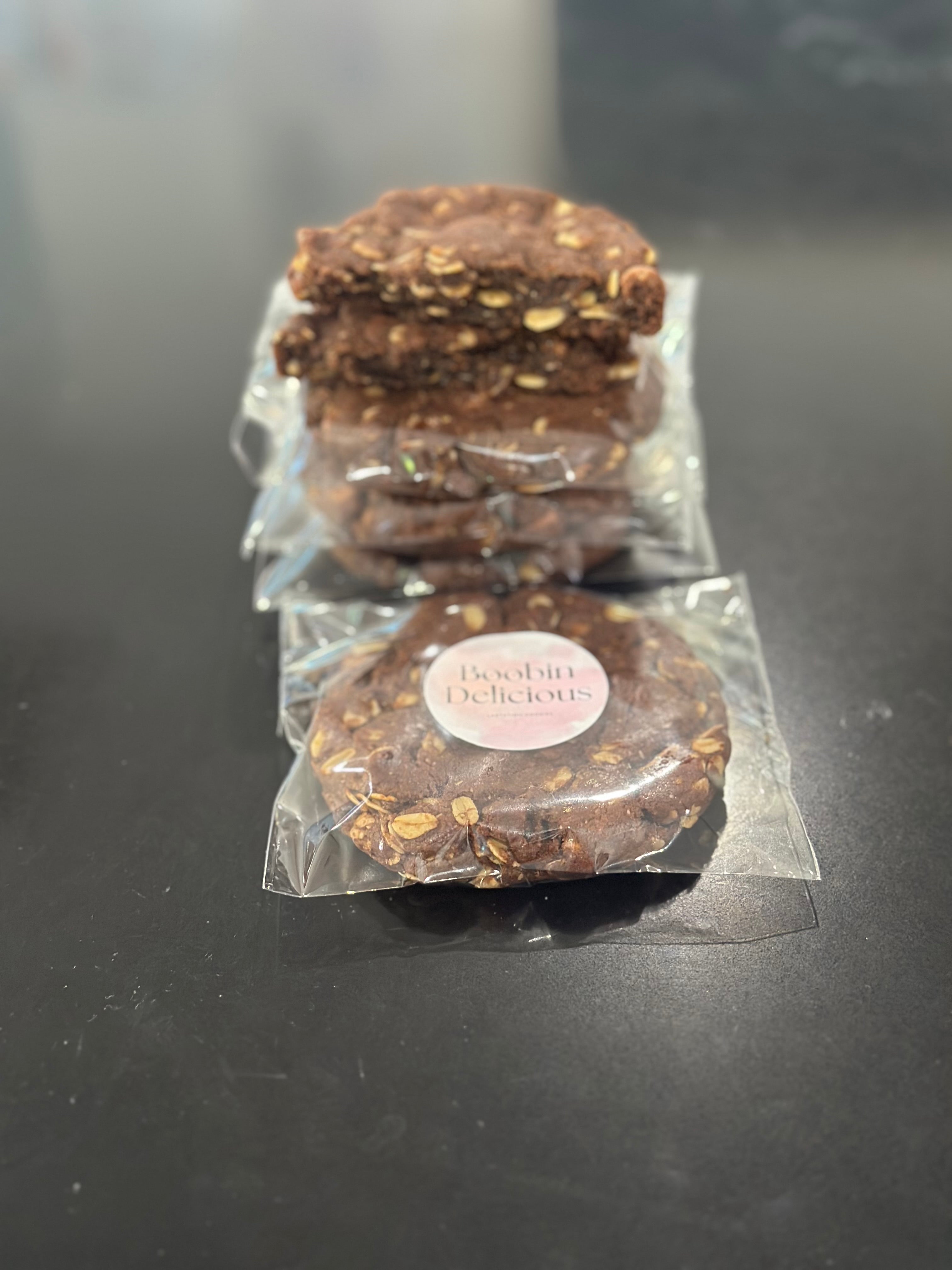 broken open Chocolate Brownie Vegan Lactation Cookies 